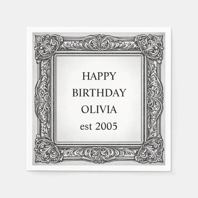 Custom Victorian Scroll Frame Napkin – Elegant  (Front)