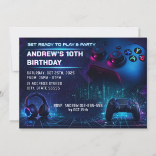 Custom Video Game Birthday Party Invitation