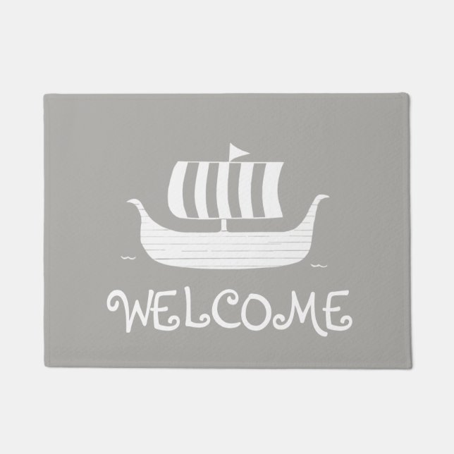 Custom viking longboat door mat/rug doormat (Front)
