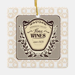 Custom vineyard fine wine Christmas ornament