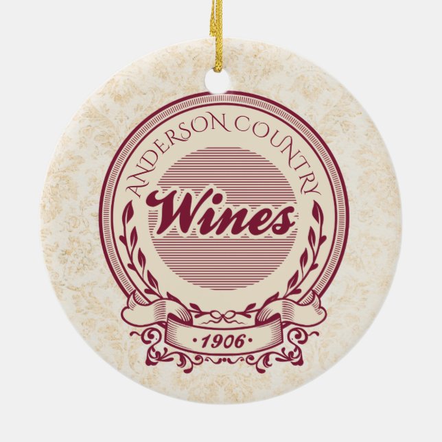 Custom vineyard name wine Christmas ornament (Back)