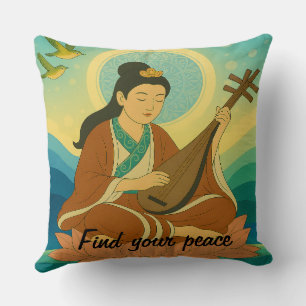 Custom Vintage Aesthetic Japan GoddessIllustration Cushion