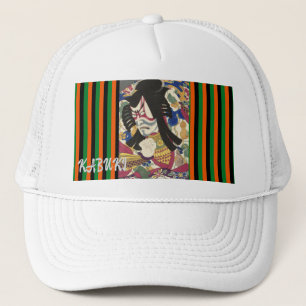 Custom Vintage Aesthetic Japanese kabuki Stripes Trucker Hat