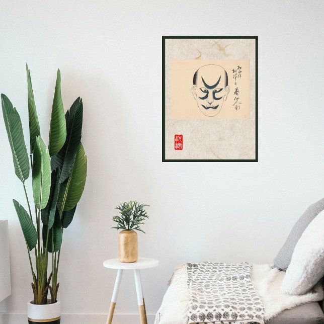 Custom Vintage Aesthetic Whimsical Japanese Kabuki Poster (Japanese Kabuki art print.)