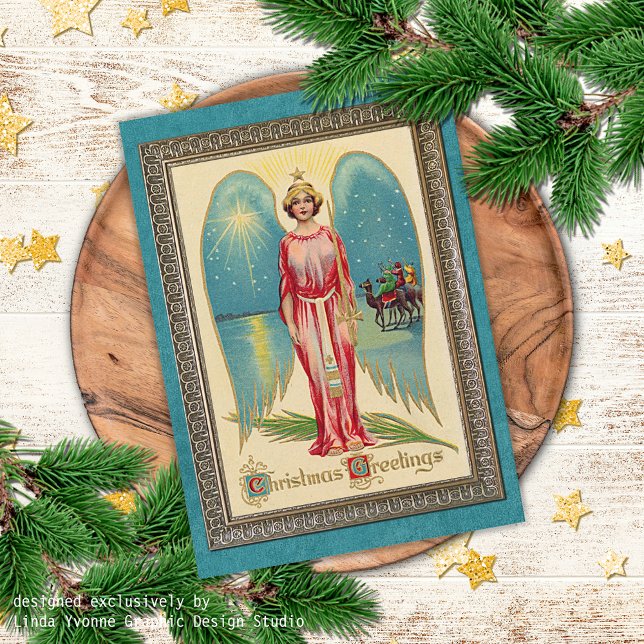 Custom Vintage Antique Holiday Seasons Greetings Card (Creator Uploaded)
