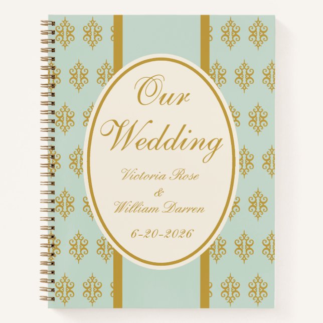 Custom Vintage Aqua Guestbook  Notebook (Front)
