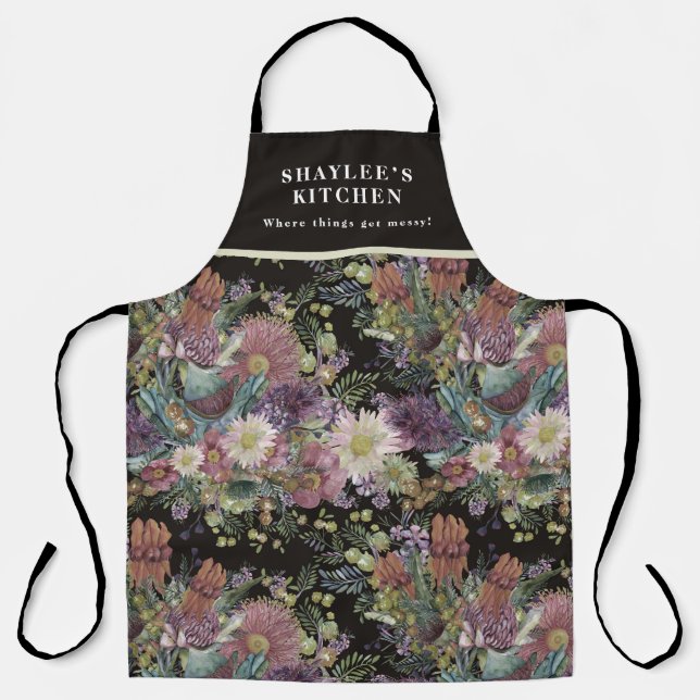 Custom Vintage Australian Wildflowers  Apron (Front)