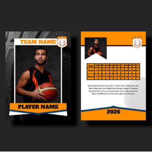 Custom Vintage Basketball Trading Card, Orange Calling Card