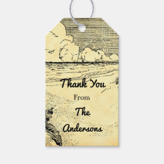 Custom Vintage Beach Palms Faux Grunge Gift Tag