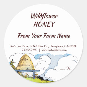 Custom Vintage Beehive and Clouds Honey 3"  Classic Round Sticker