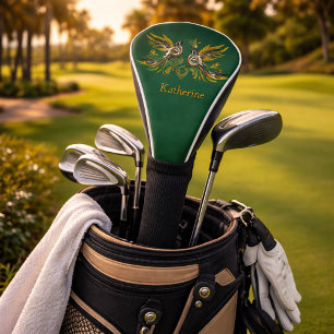 Custom Vintage Bird Floral Green Golf Head Cover