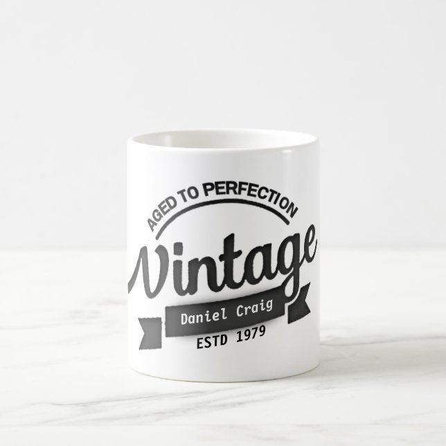 custom vintage birthday aged to perfection coffee mug (Center)