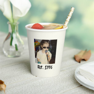 Custom Vintage Birthday Photo Cups with Est Year