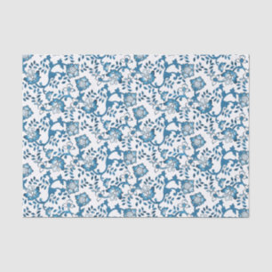Custom Vintage Blue & White Floral Porcelain China Tissue Paper
