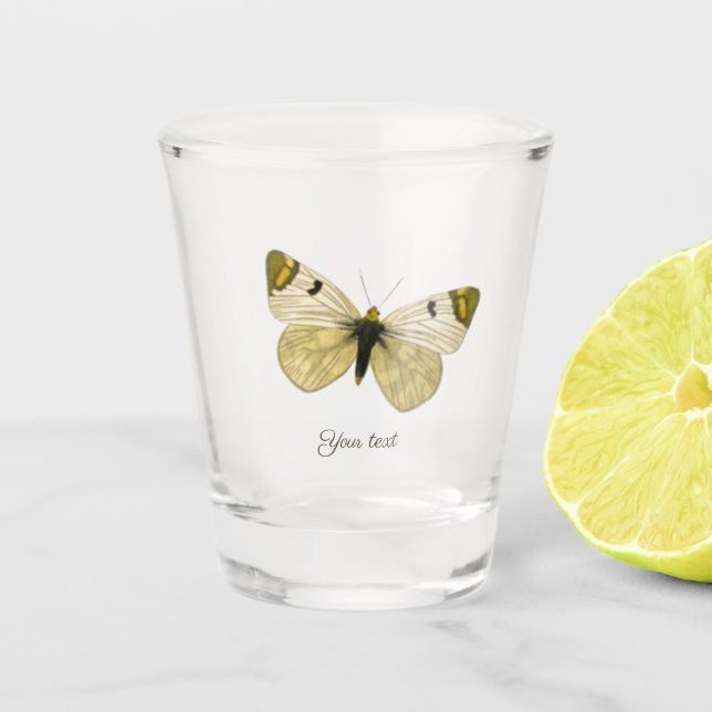 Custom vintage butterfly simple clean  shot glass (Front)