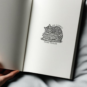 Custom Vintage Cat Bookplate  Rubber Stamp