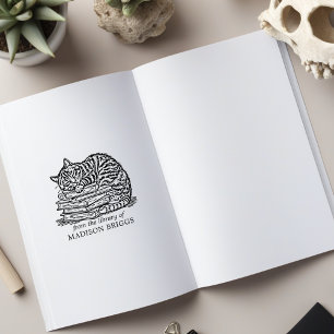 Custom Vintage Cat Bookplate  Rubber Stamp