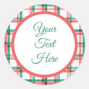 Custom Vintage Christmas Farmhouse Buffalo Check Classic Round Sticker