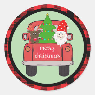 Custom Vintage Christmas Farmhouse Red Truck Classic Round Sticker