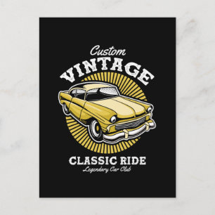 Custom Vintage Classic Ride Car Club Postcard