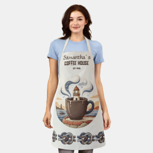 Custom Vintage Coastal Cafe Merch Apron