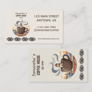 Custom Vintage Coastal Cafe Merch Business Card