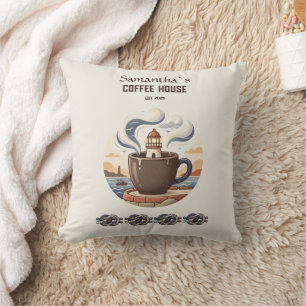 Custom Vintage Coastal Cafe Merch Cushion