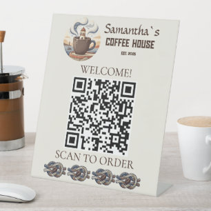 Custom Vintage Coastal Cafe Merch Pedestal Sign