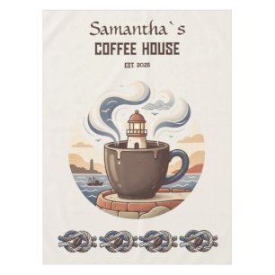 Custom Vintage Coastal Cafe Merch Tablecloth