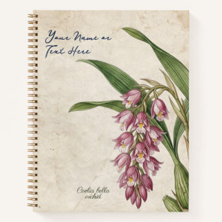 Custom Vintage Coelia Bella Orchid Botanical Notebook