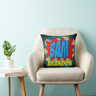 Custom Vintage Comic Book Pop Art Style BAM! Cushion