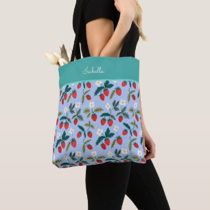 Custom Vintage Cottagecore Strawberry Pattern Tote Bag