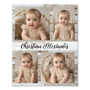 Custom Vintage Country Baby Photo Collage Name Print