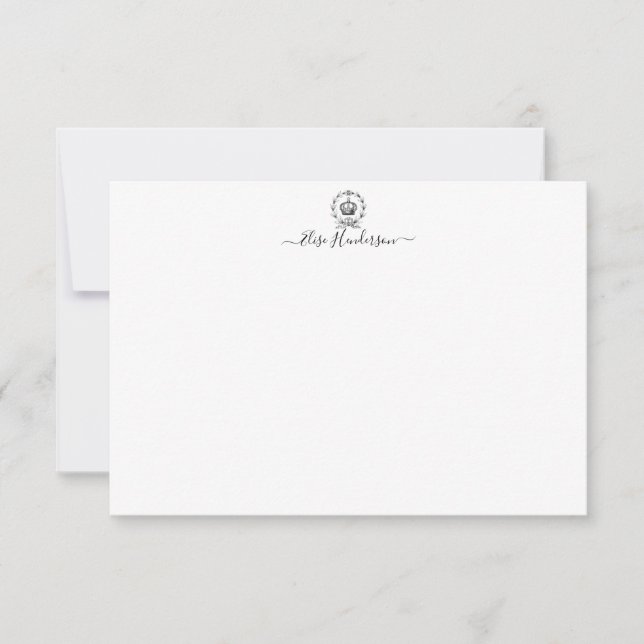 Custom Vintage Crown Wreath Note Card (Front)