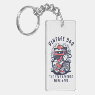Custom Vintage Dad Legend Year Retro Cassette Key Ring