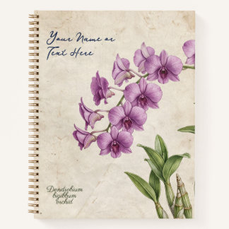 Custom Vintage Dendrobium Bigibbum Orchid Notebook