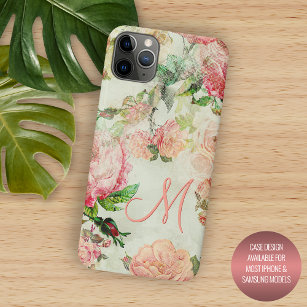 Custom Vintage Dusty Pink Floral Roses Pattern Case-Mate iPhone Case