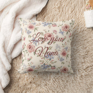 Custom vintage elegant pink rose floral decoupage cushion