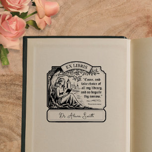 Custom Vintage Ex Libris Elegant Shakespeare Quote Rubber Stamp