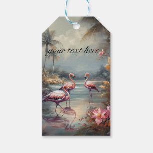 Custom Vintage Flamingo Tropical Lagoon Art Gift Tags