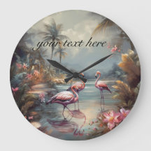 Custom Vintage Flamingo Tropical Lagoon Art