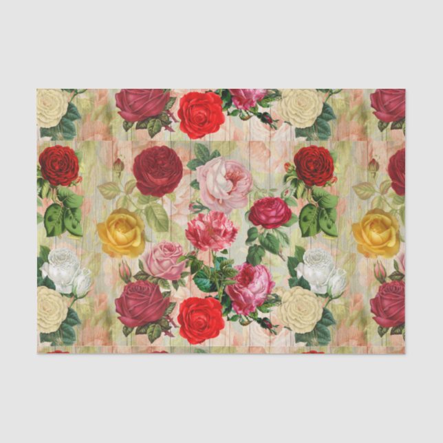 Custom Vintage Flower Print Floral Tissue Paper (Front)