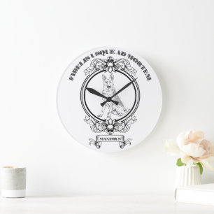 Custom Vintage German Shepherd Crest - Dark Academ Large Clock