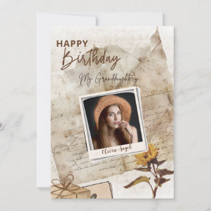 Custom Vintage Granddaughter Photo Birthday Card