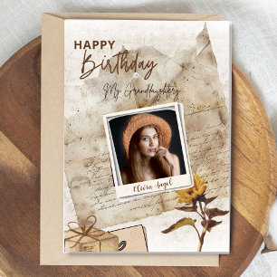 Custom Vintage Granddaughter Photo Birthday Card