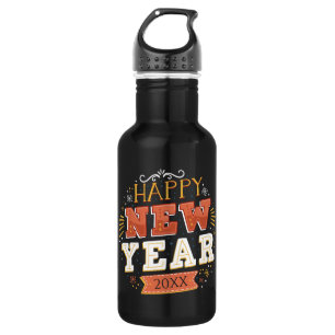 Custom Vintage Happy New Year Eve Design Unique 532 Ml Water Bottle