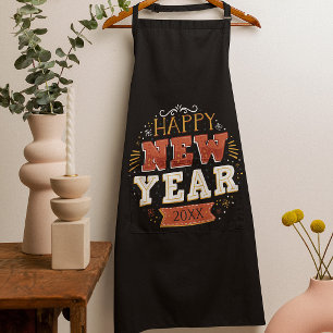 Custom Vintage Happy New Year Eve Design Unique Apron