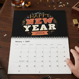 Custom Vintage Happy New Year Eve Design Unique Calendar