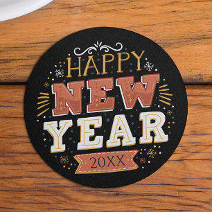 Custom Vintage Happy New Year Eve Design Unique Coaster