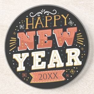 Custom Vintage Happy New Year Eve Design Unique Coaster